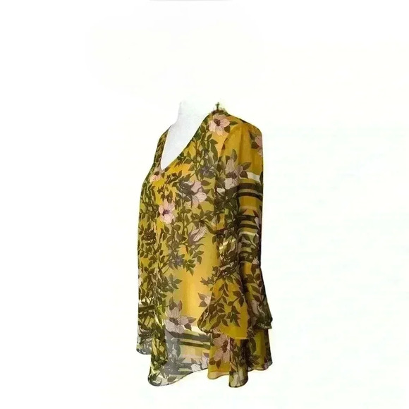 CAbi Spring Scene Sheer Floral Long Sleeve Blouse Size S - Picture 6 of 8